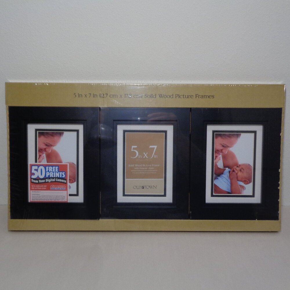 SOLID WOOD PICTURE FRAMES by Old Town / New / 3 Pack / Black / 5 x 7 Inches